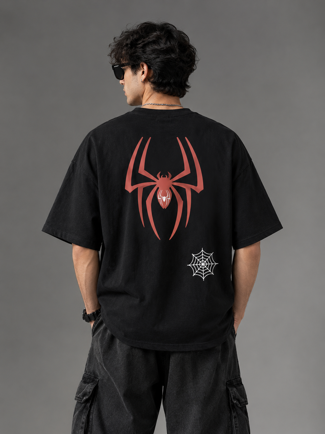 Red Spider Print Streetwear Tee