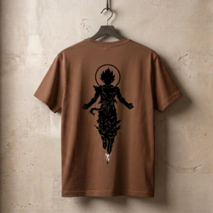 Unisex - Goku Silhouette Oversized Drop Shoulder T-Shirt – Mocha Brown