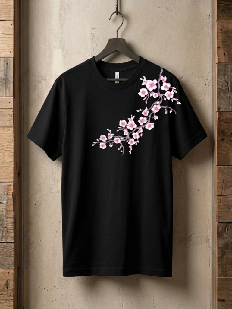Unisex Cherry Blossom Drop Shoulder T-Shirt