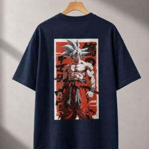 Unisex Ultra Instinct Goku Graphic Oversized Drop Shoulder T-Shirt – Navy Blue