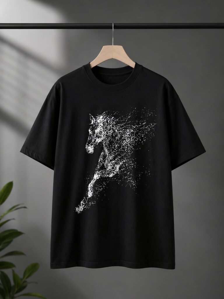 Abstract Splatter Horse Graphic Oversized Drop Shoulder T-Shirt