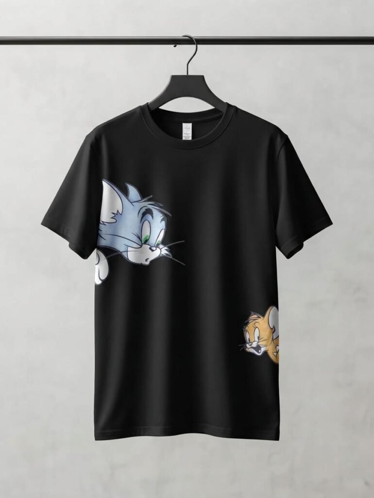 Unisex Tom & Jerry Side-Peeking Drop Shoulder T-Shirt