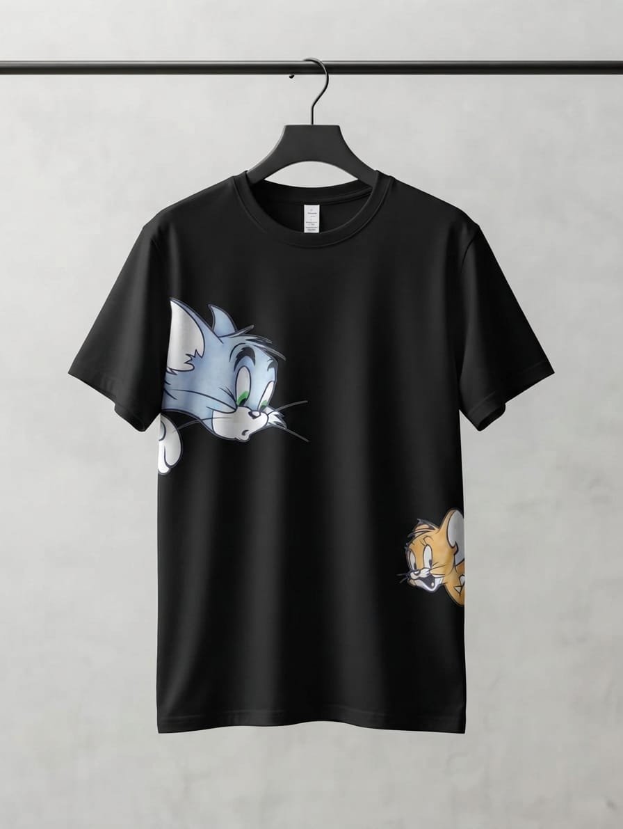 Unisex Tom & Jerry Side-Peeking Drop Shoulder T-Shirt
