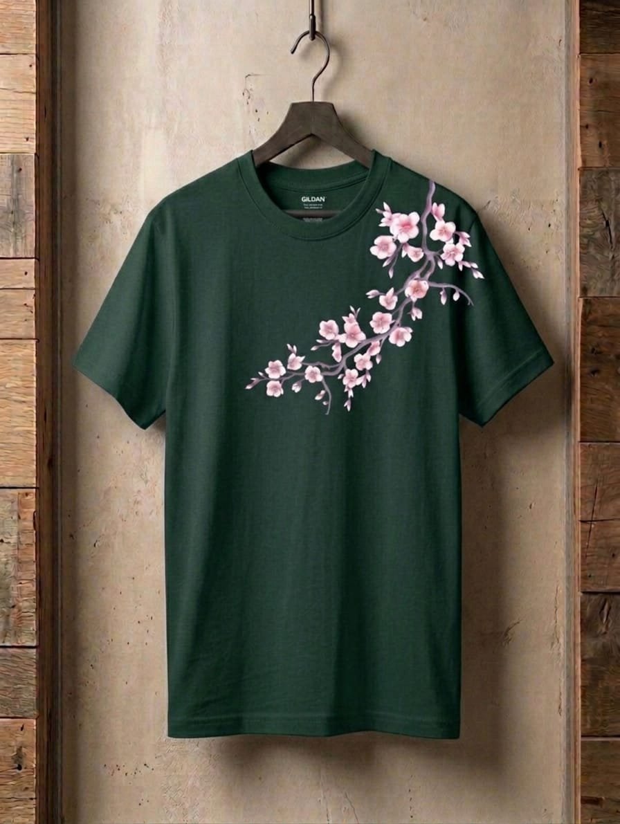 Unisex Cherry Blossom Drop Shoulder T-Shirt - Image 4