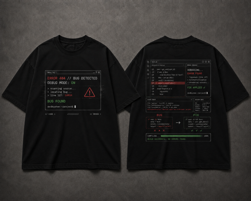 Debug Mode Bug Detected T-Shirt – Black