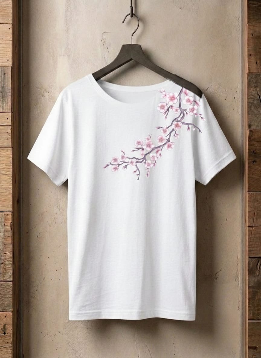 Unisex Cherry Blossom Drop Shoulder T-Shirt - Image 5