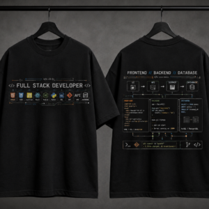 Full Stack Developer Tech Stack T-Shirt – Black