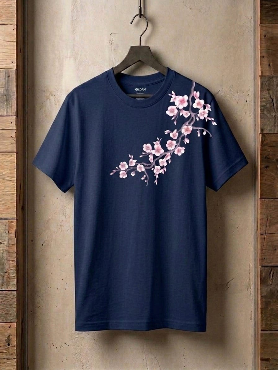 Unisex Cherry Blossom Drop Shoulder T-Shirt - Image 6