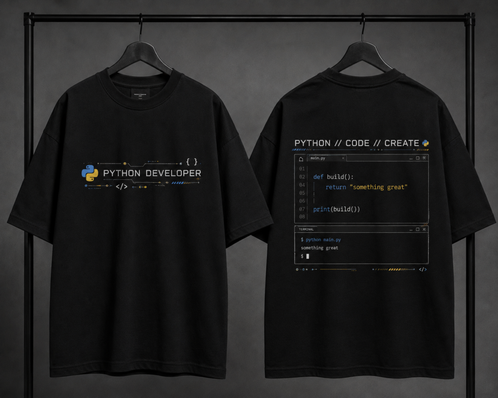 Python Developer Code Editor T-Shirt – Black