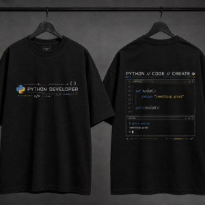 Python Developer Code Editor T-Shirt – Black