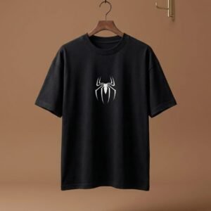 Minimalist White Spider Graphic Oversized Drop Shoulder T-Shirt